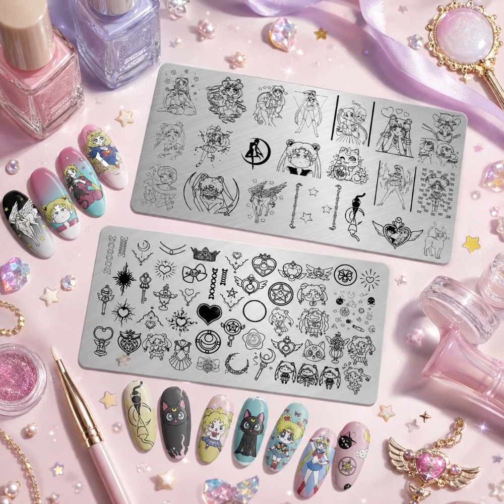Nail Art Stamping Kit - Sailor Moon Anime Nagelstempelplatte, Niedliche Cartoon-Figur