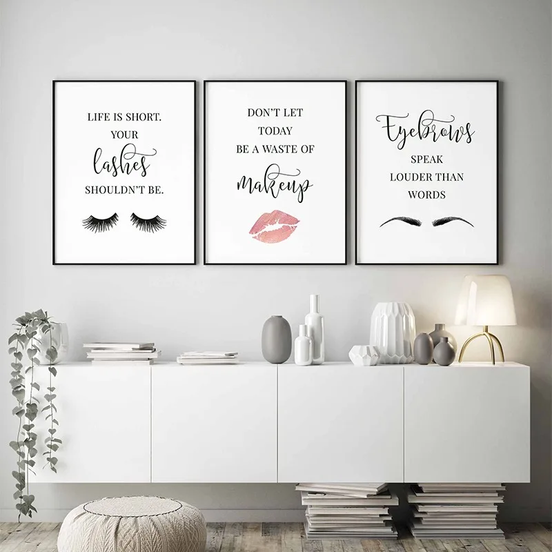Beauty Of Makeup Quotes - Make-up-Zitate, Poster, Wimpern, Augenbrauen, Lippenstift, Kontur,