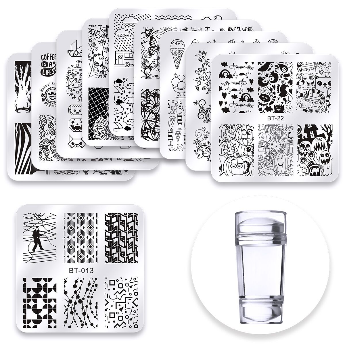 Nail Art Stamping Kit - Nagel Stamping Platten Linie Bilder Nail