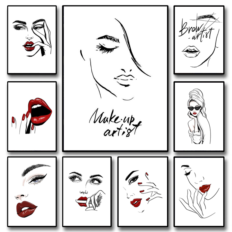 Beauty Of Makeup Quotes - Mode-Make-up-Poster Sexy Schönheitsfrau Zitate Wandkunst Nordische