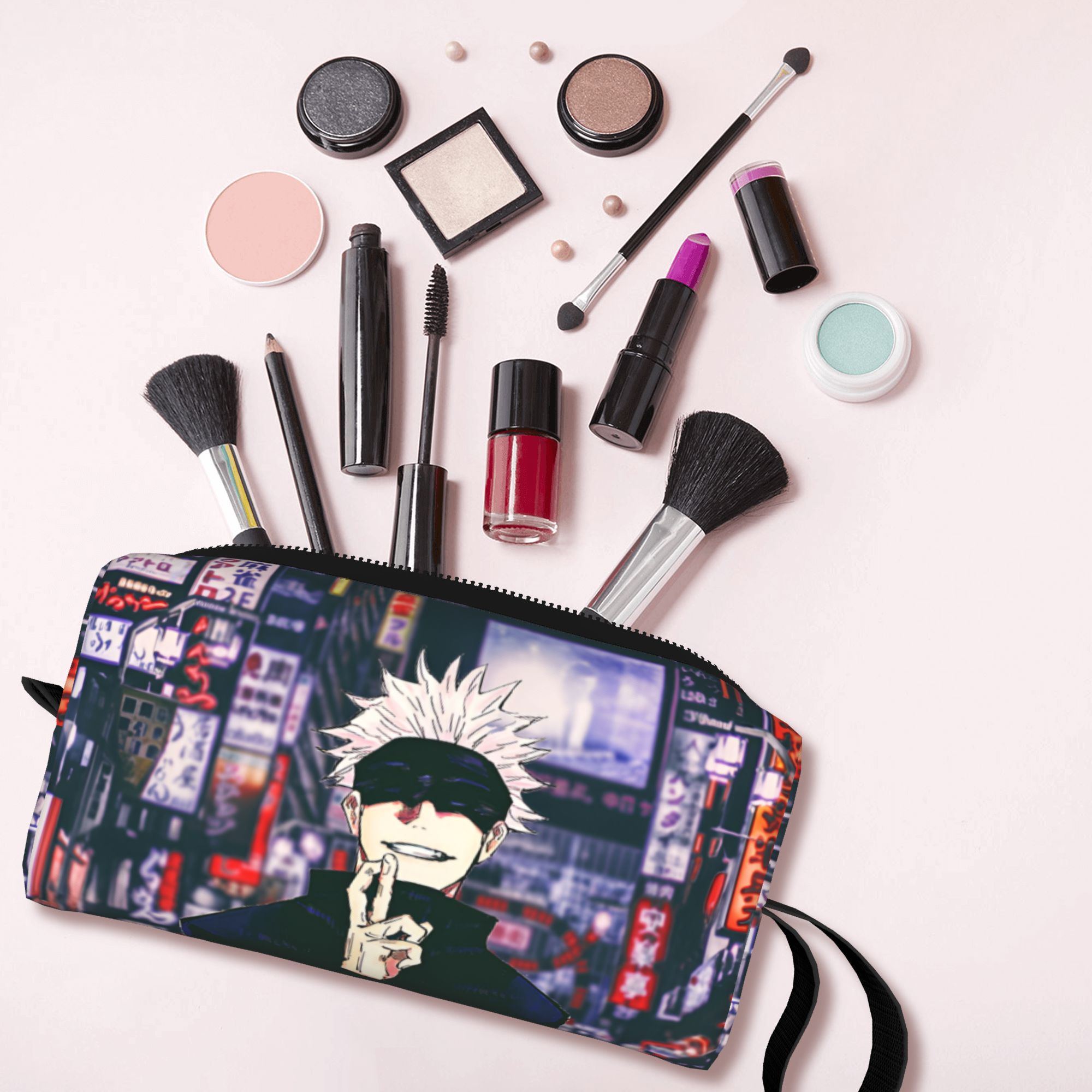 J Beauty Makeup - Benutzerdefinierte J-Jujutsus K-Kaisens Reise-Kosmetiktasche für Damen,