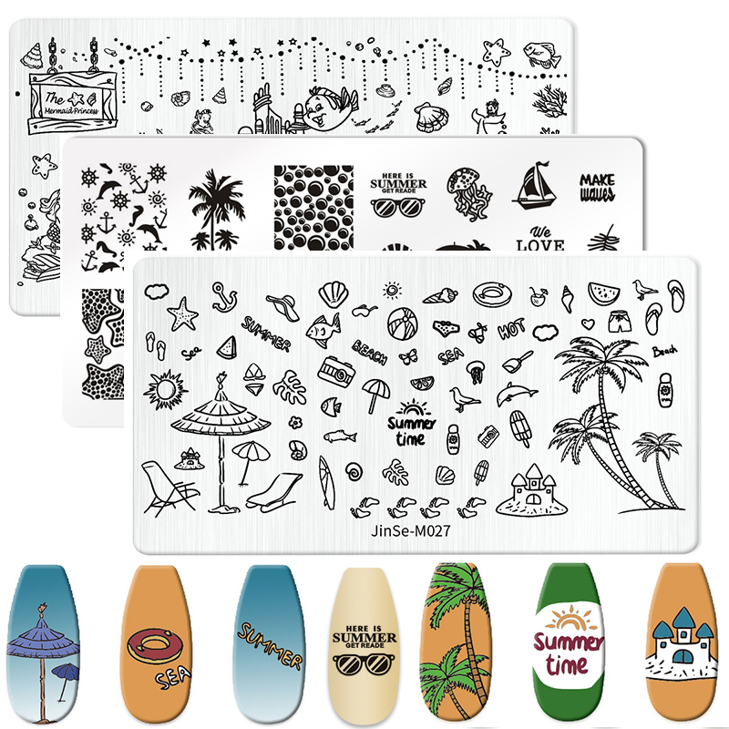 Nail Art Stamping Kit - Sommer Nail Art Stempelplatte Kokosnussbaum Blatt