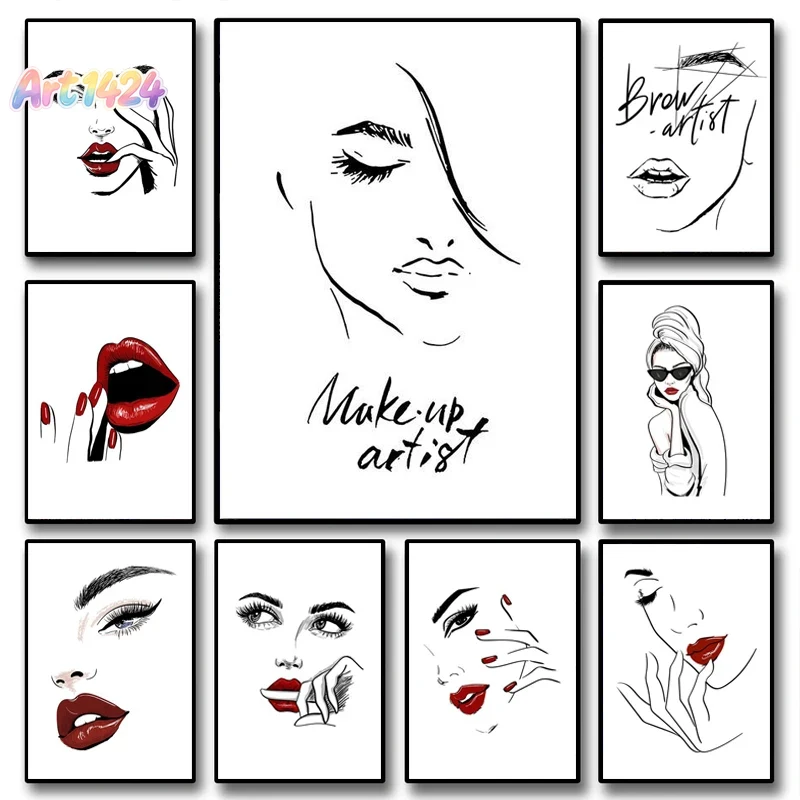 Beauty Of Makeup Quotes - Mode-Make-up-Poster Sexy Schönheitsfrau Zitate Wandkunst Nordische
