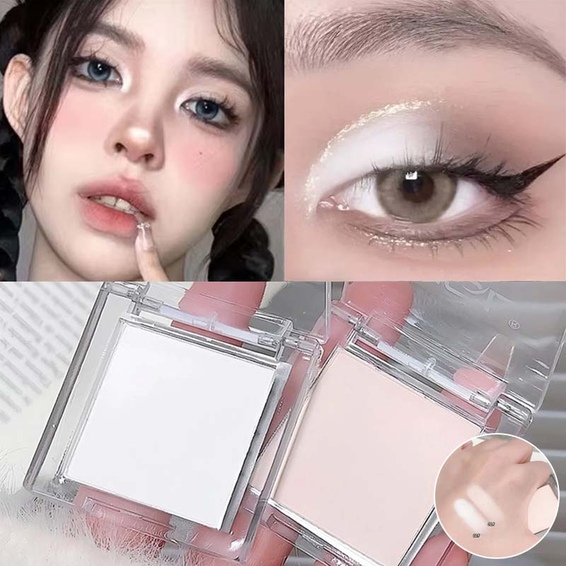 Highlighter Bronzer Palette - Matte Highlighter-Puder-Lidschatten-Palette, weiß, langanhaltend, natürlich, 3D-aufhellende