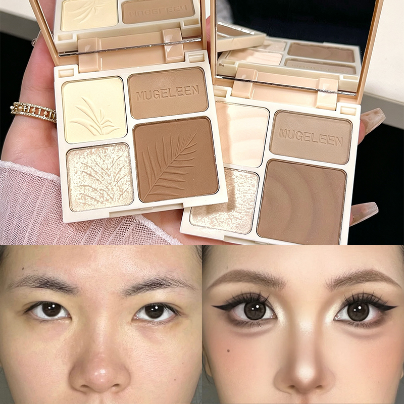 Highlighter Bronzer Palette - Dreidimensionale Vierfarbige Highlight-Kontur-Palette Matt Langanhaltend Aufhellend