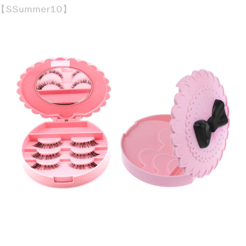 Beauty Makeup Box Set - 【SSummer10】Rosa Schleifenknoten-Aufbewahrungsbox für falsche Wimpern mit