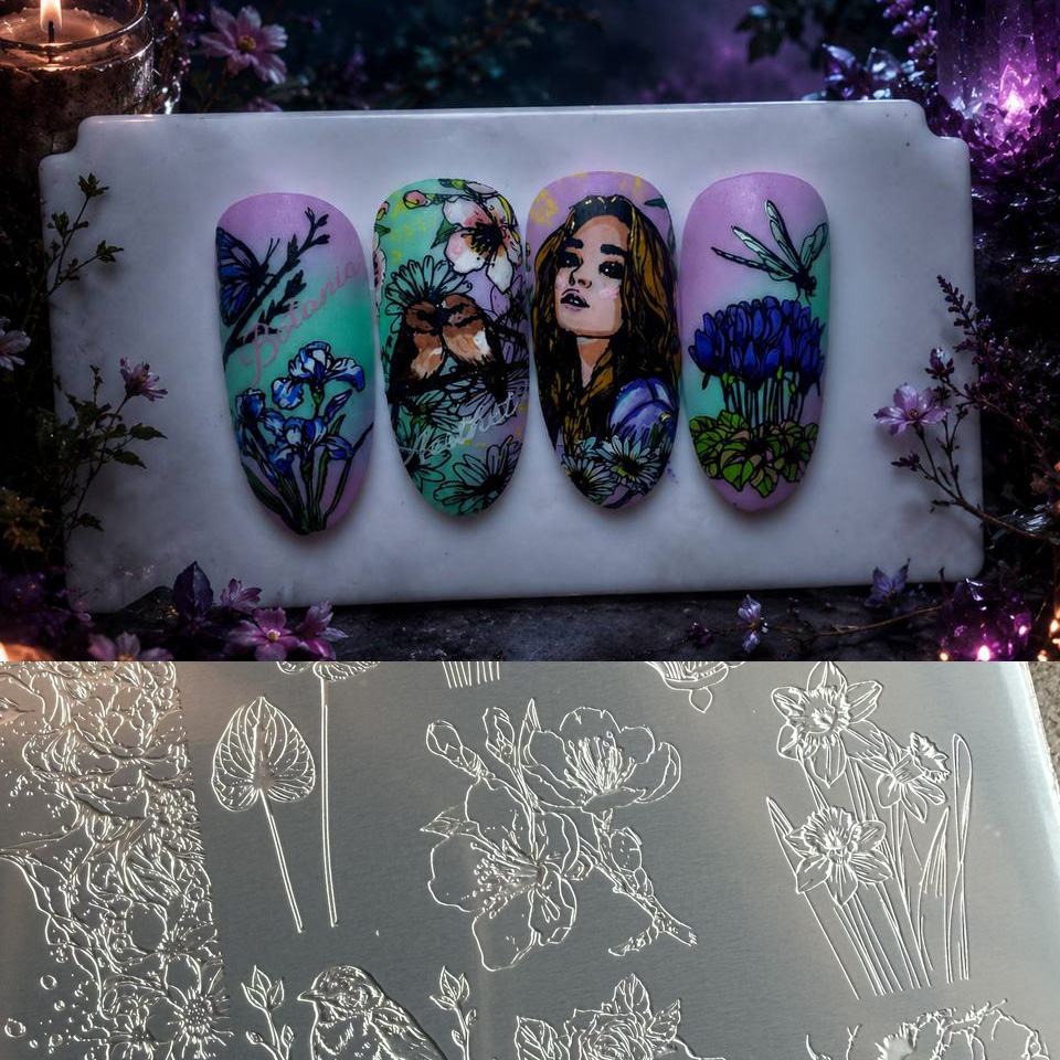 Nail Art Stamping Kit - XMQ Nagelkunst-Stempelplatten: Vögel, Schmetterlinge, Blumen-Musterplatten