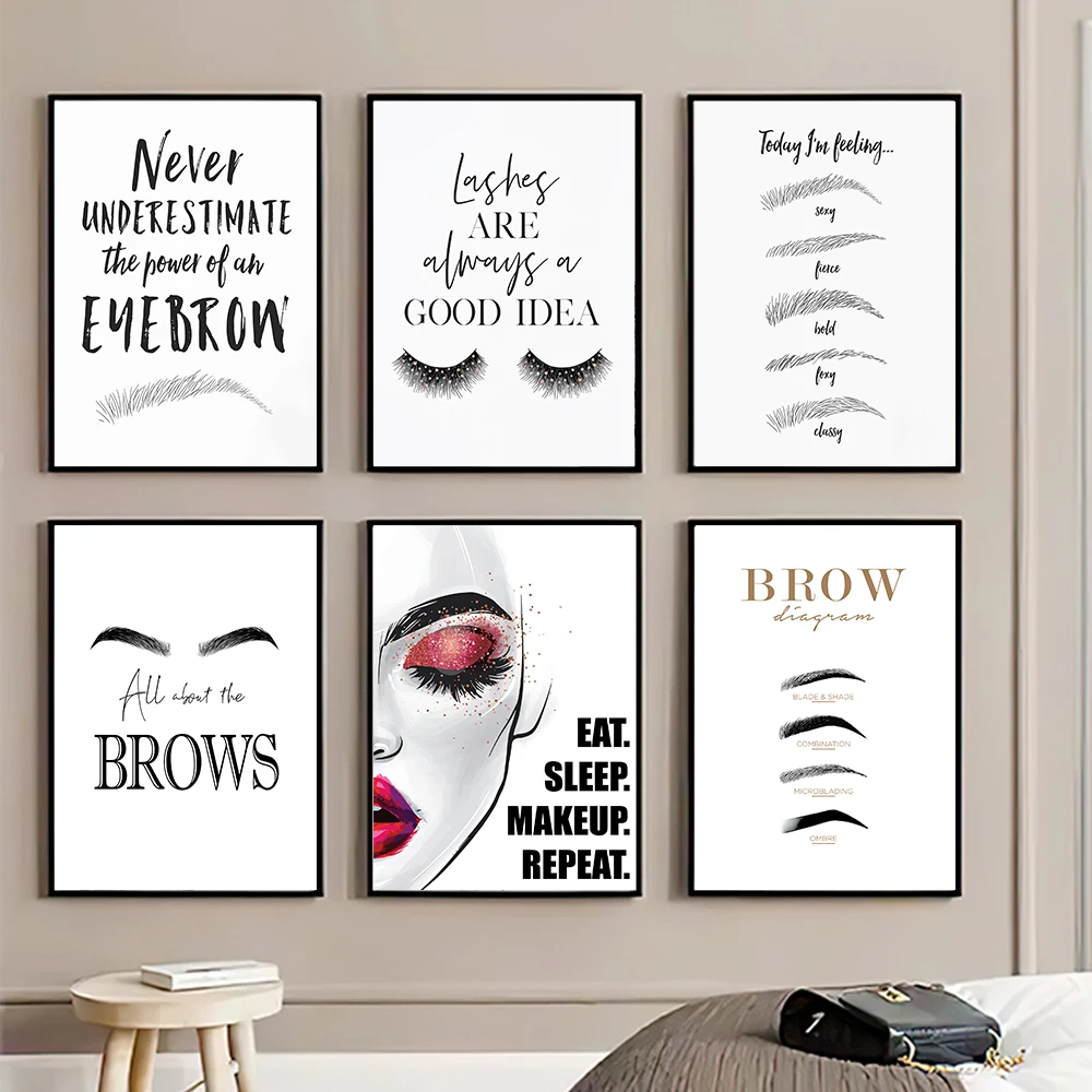 Beauty Of Makeup Quotes - Mode Make-up Leinwand Malerei drucken Augenbrauen