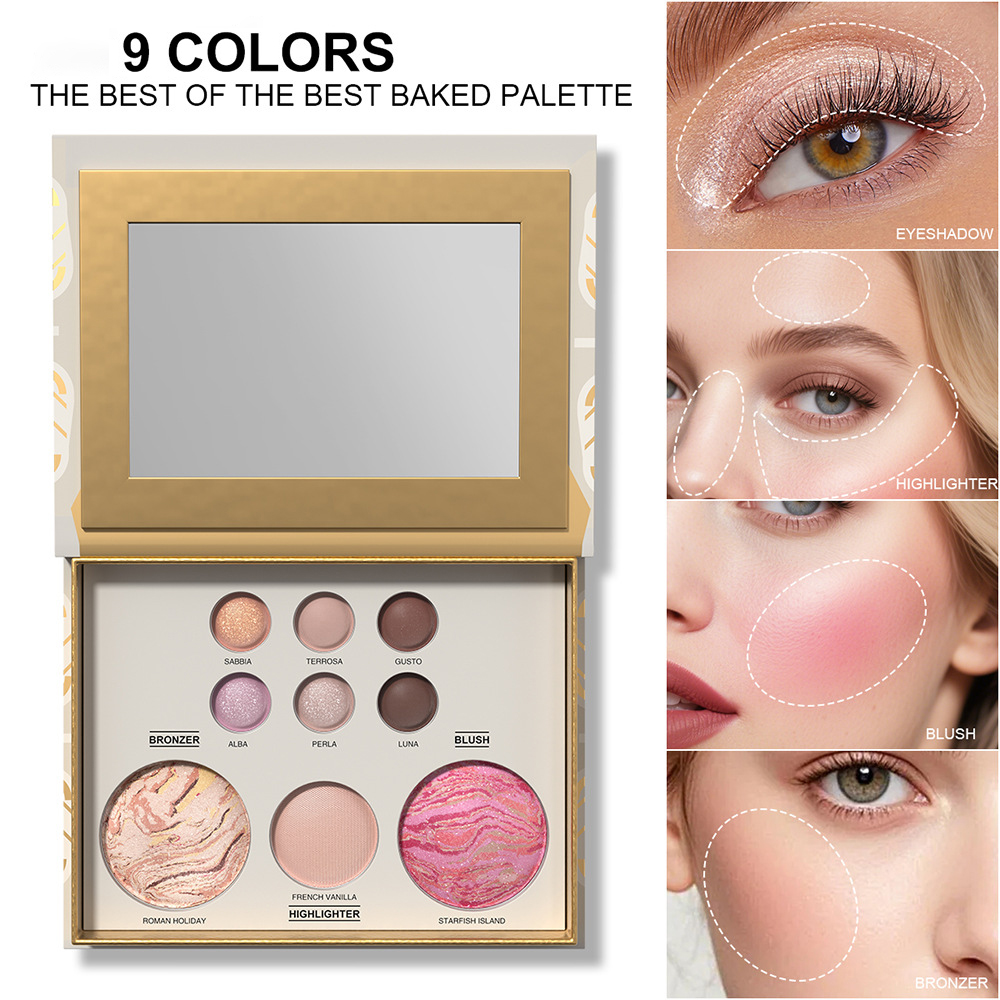 Highlighter Bronzer Palette - All-in-One-Make-up-Palette mit Lidschatten, Konturierung, Rouge, Textmarker