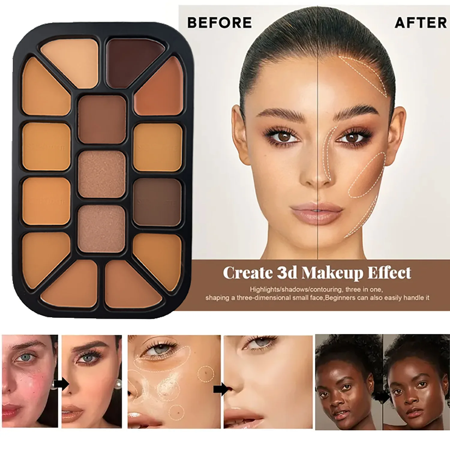 15-Farben-Gesichtskontur-Puder – Highlighter Bronzer Palette Bewertung und Preis